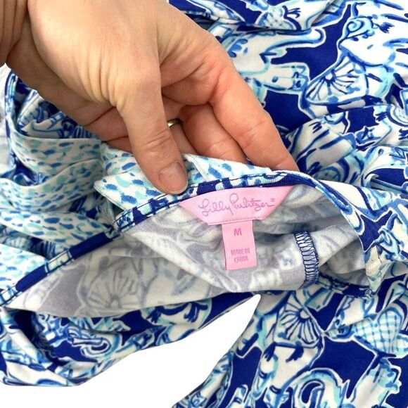 Lilly Pulitzer Ophelia Swing Dress in Get Trunky Size M blue white elephant prin - Picture 5 of 10